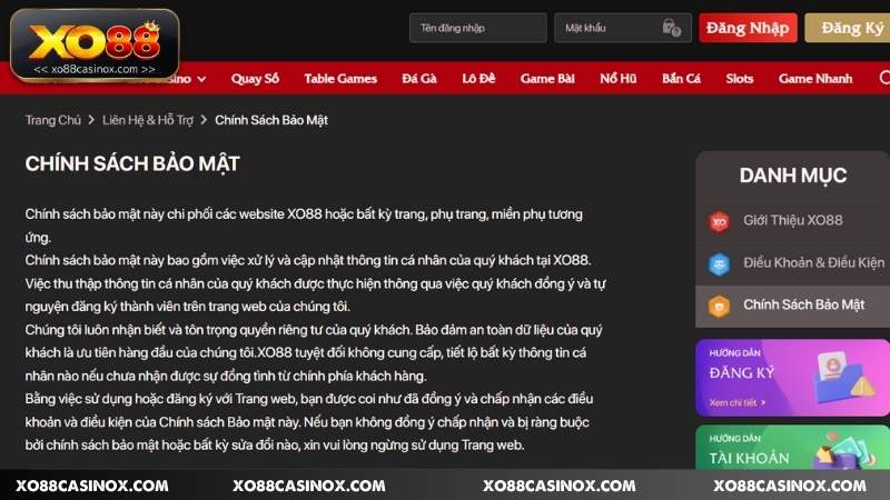 Mục tiêu xây dựng chính sách bảo mật tại Xo88